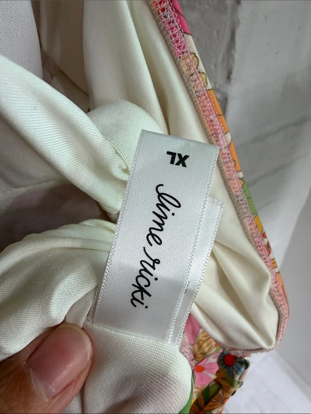 Lime Ricki Floral swim dress - White, Pink & Orange Trim - Picture 3 of 4